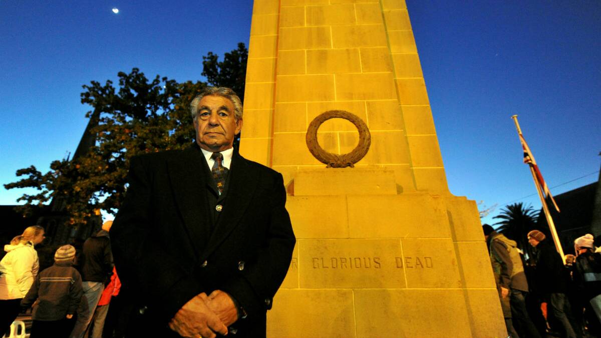 Ted Lovett, who read the dawn service history, at the Cenotaph. PICTURE: JEREMY BANNISTER