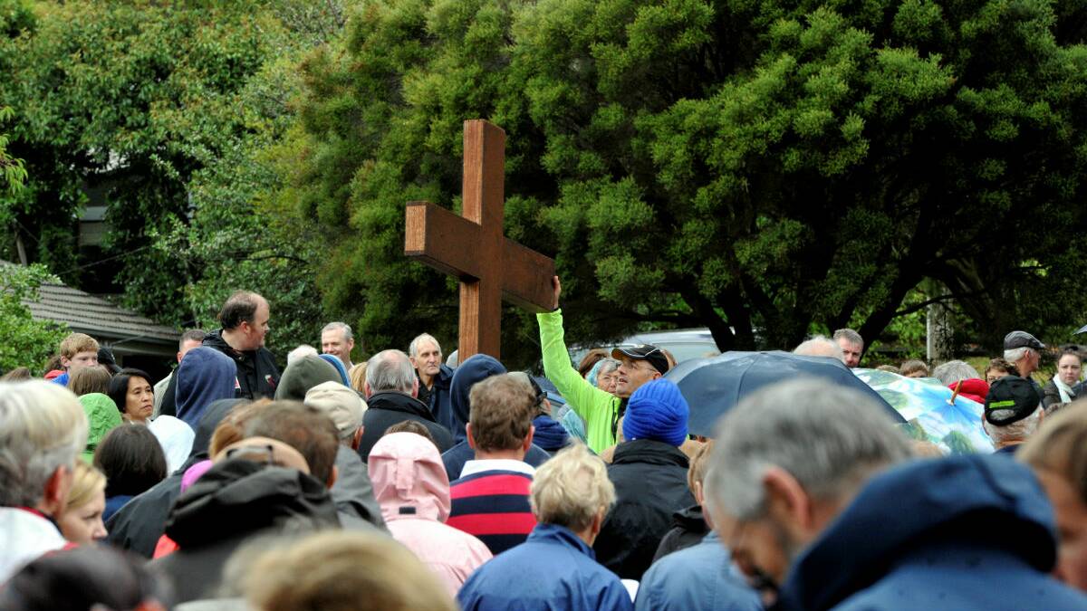 The annual Good Friday Way of the Cross march from St Columba's Cathedral to Black Hill. PICTURE: JEREMY BANNISTER