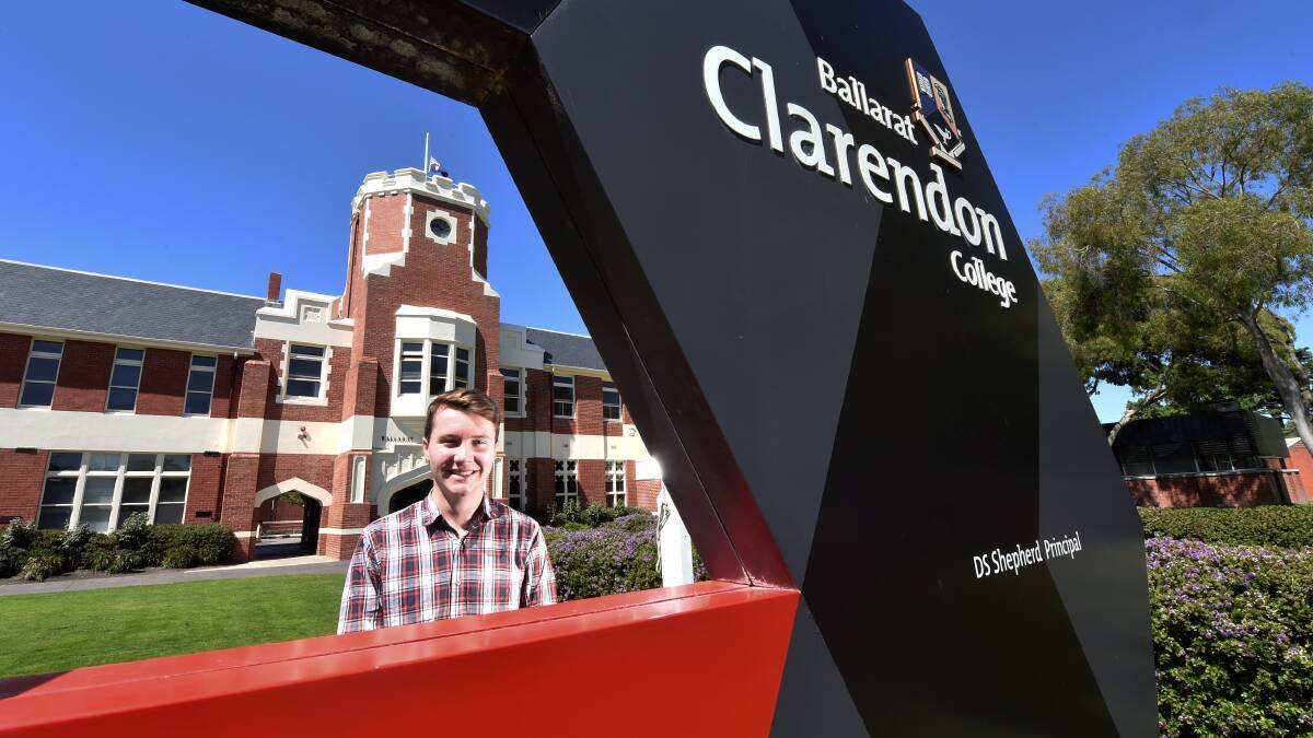 Ballarat Clarendon College dux Tom Harris after receiving his results on Monday. PICTURE: JEREMY BANNISTER