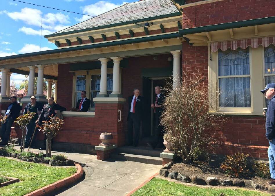 The auction of 214 Armstrong Street North at midday on Saturday. PICTURE: ALEX HAMER