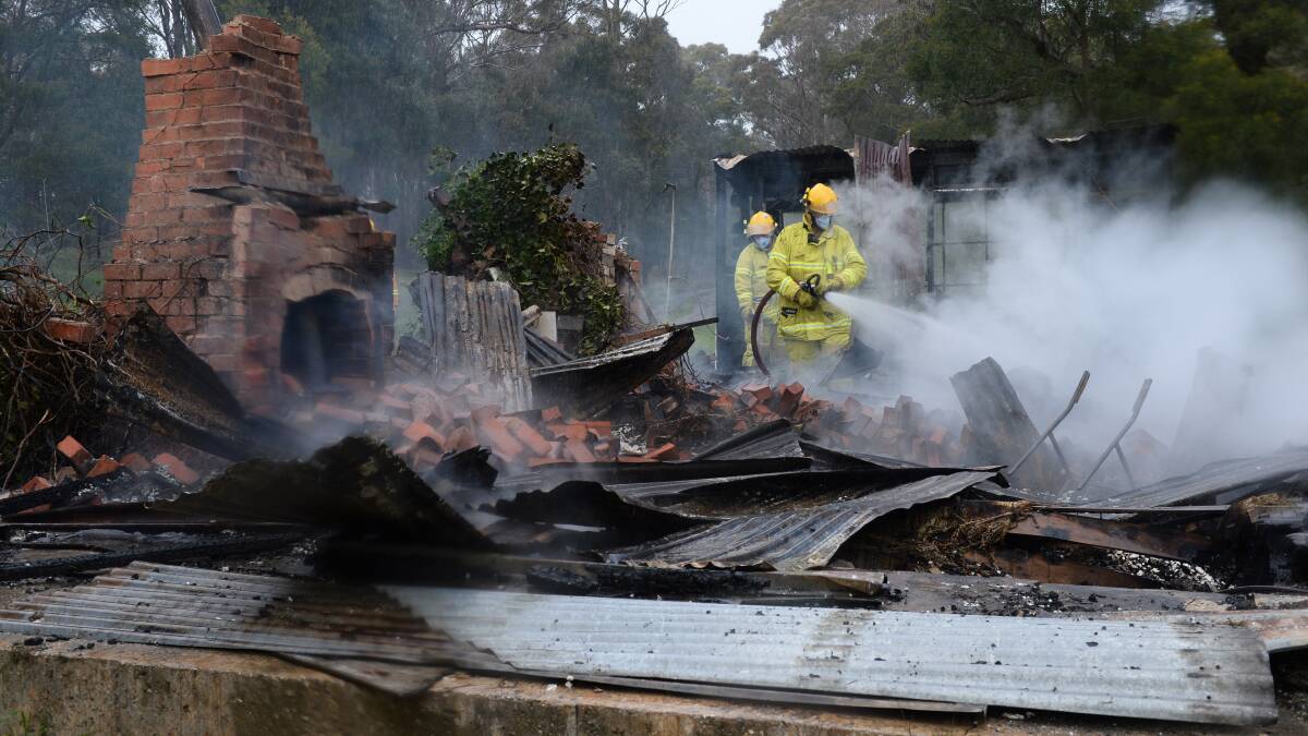 A house in Addington Road, Creswick was destroyed by fire early this morning. Picture: ADAM TRAFFORD