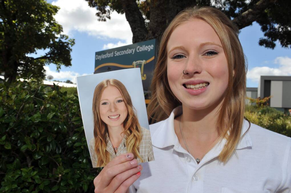 Daylesford Secondary School student Jacki Lipplegoes with her school photo. PICTURE: JULIE HOUGH 