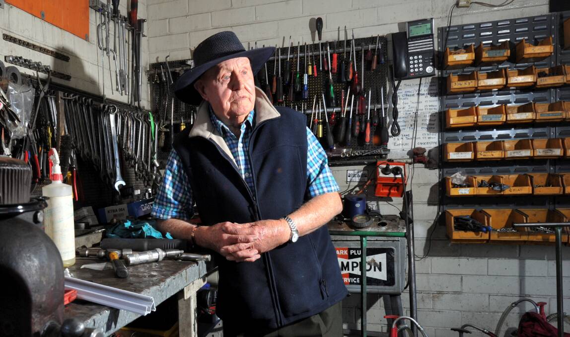 SADDENED: Caledonian Garage's 98-year-old owner, Eric Carthy. Picture: Jeremy Bannister 