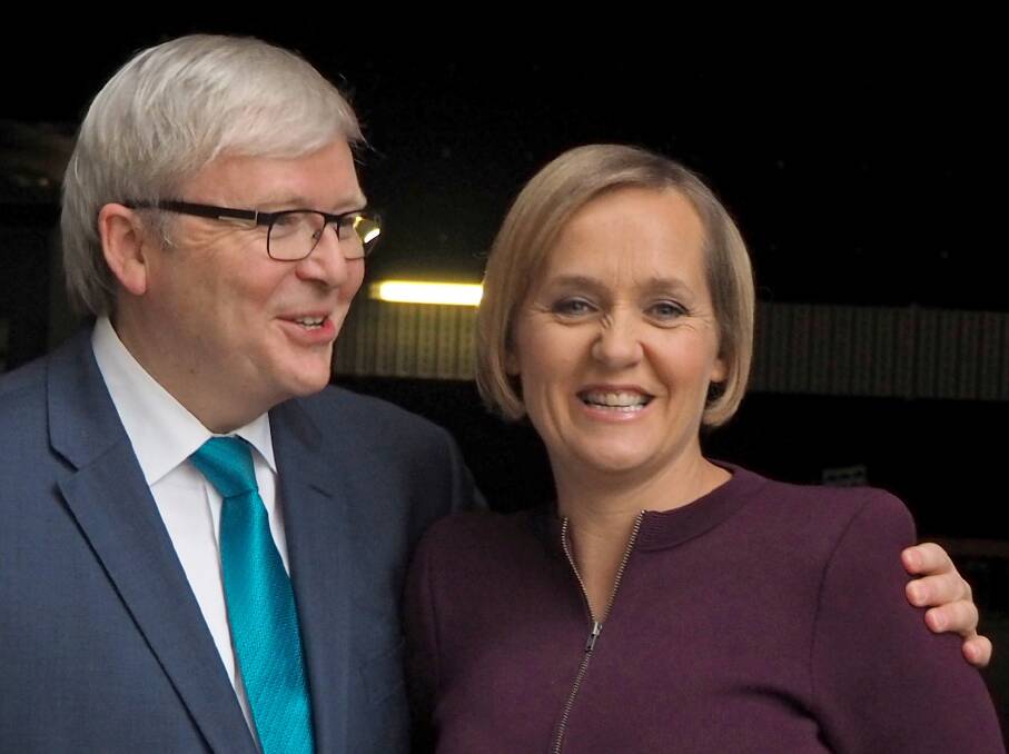 Kevin Rudd speaks to Sarah Ferguson in The Killing Season. Pic supplied.