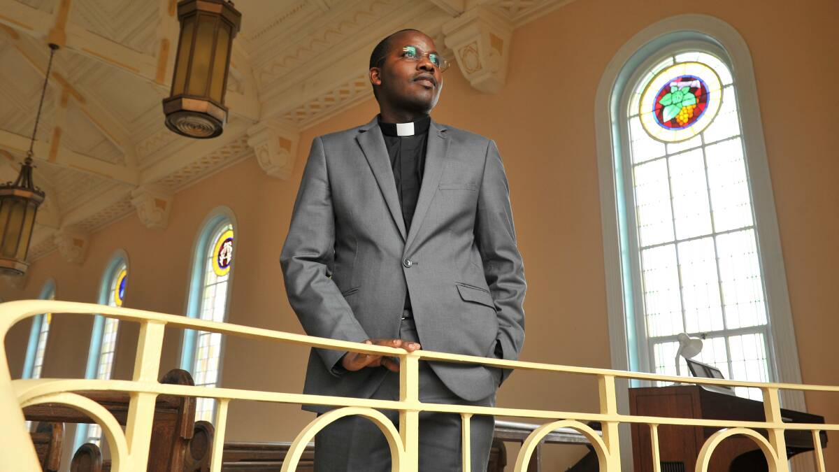 Rwandan priest Father Emmanuel Nsengiyumva during his visit to St Patrick’s College on Thursday. 
PICTURE: LACHLAN BENCE