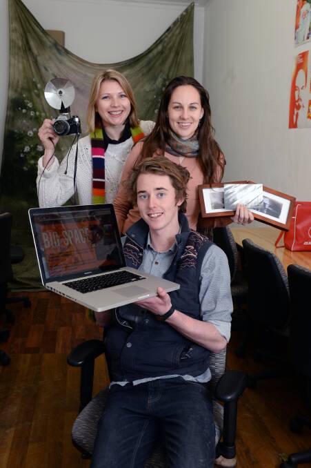 BigSpace founders Aldona Kmiec (back), Sam Brown and Amy Tsilemanis. PICTURE: KATE HEALY