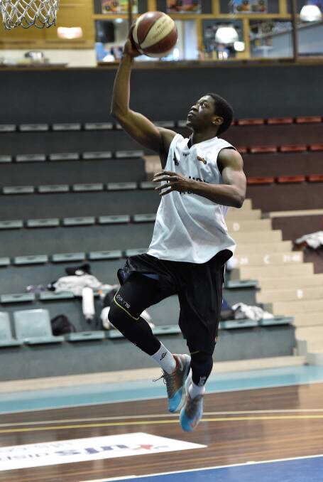 Melbourne United’s Owen Odigie during a practice session at the Minerdome in the lead-up to Friday night’s clash against the Adelaide 36ers. 

PICTURE: JEREMY BANNISTER