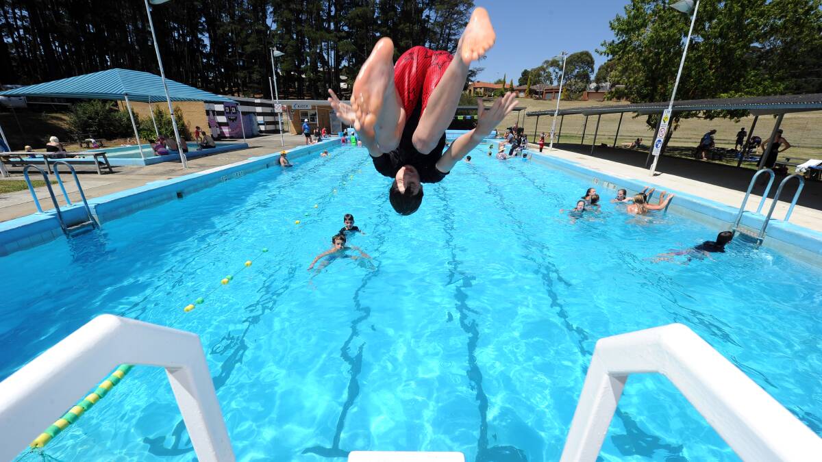 Lachlan Pett, 12, dives in at the Black Hill pool. FILE IMAGE