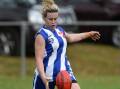 Maighan Fogas kicked Golden Point’s sole goal at the weekend. Her side went down to Whitehorse by 68 points in Division 3/4 of the Victorian Women’s Football League. PICTURE: ADAM TRAFFORD