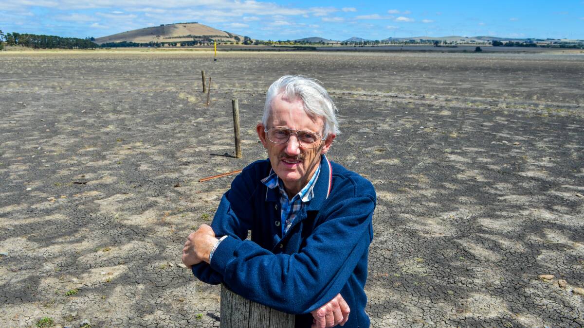 Learmonth resident Fon Ryan at the lake which is completely dry.