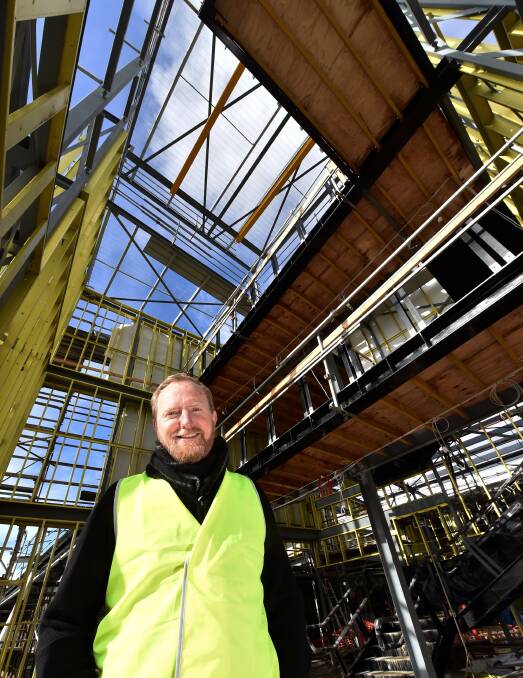 Exhibition Studios managing director Karl Meyer inspects progress on the Ballarat Clarendon College science centre. PICTURE: JEREMY BANNISTER
