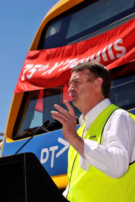 Transport Minister Terry Mulder visited Alstom’s Ballarat manufacturing facility on Wednesday. PICTURE: JEREMY BANNISTER
