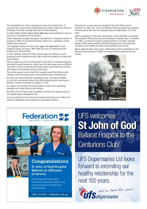 St John of God Ballarat Hospital celebrating 100 years