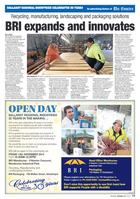 Ballarat Regional Industries celebrates 30 years