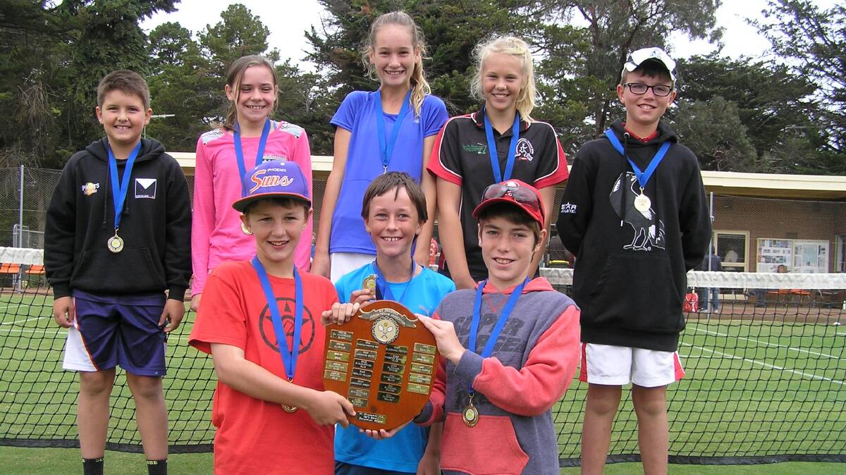 12/UNDER PREMIER – BLOWHARD YELLOW: Back left, Jesse Holloway, Casey Farqhuar, Jess Mahony, Kate Griffin and Charlie Hodge; front,  Angus Treweek, Cormac Mahony and Jack Loader.