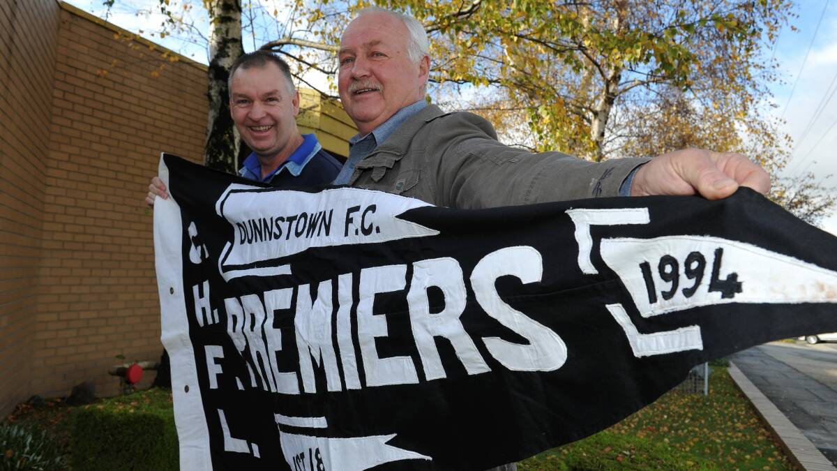 Former Dunnstown Football Club coach Shawne Dummett, left, and ex-president Gary Bridges have been part of the organising committee preparing a celebration to mark the club’s 20-year premiership reunion and 120th club anniversary.