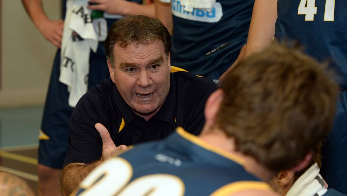David Flint (Ballarat coach) issues some instructions. Photo: Kate Healy