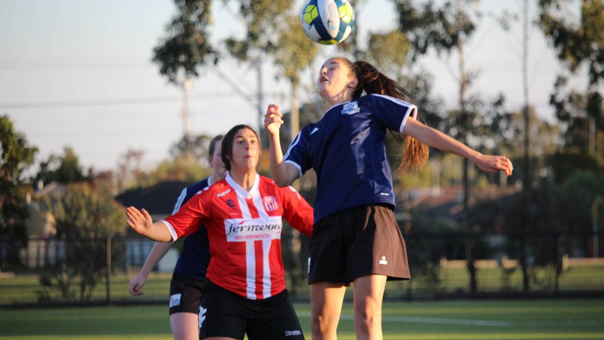 Natalie Barbara (right) in action for Eureka Strikers on Sunday.