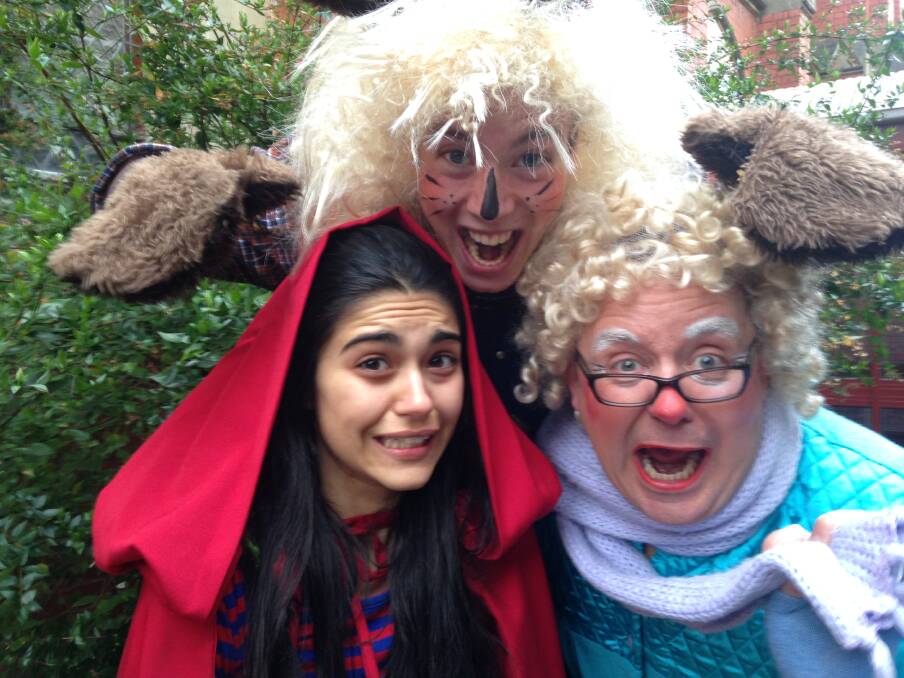 Alex Gay as The Big Bad Wolf, Safiye Vurdu as Little Red and Adam Turnbull as Grandma. PICTURE CONTRIBUTED.