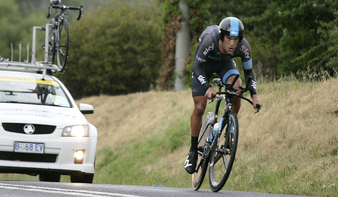 Porte attacks the last hill on the tough Buninyong course with his trademark aggression. PICTURE: Craig Holloway