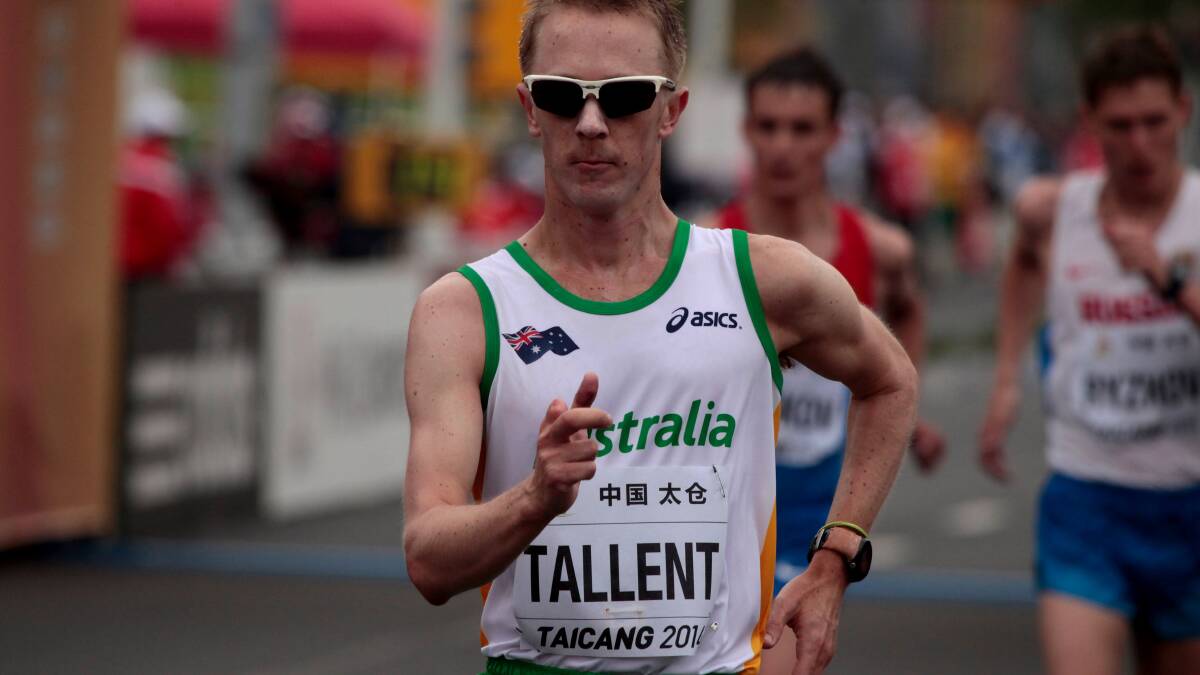   Jared Tallent of Australia competes during the Men's 50km Race Walk on May 3, 2014 in Taicang, China 