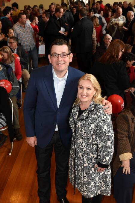 Opposition leader Daniel Andrews with Sharon Knight at the campaign launch.