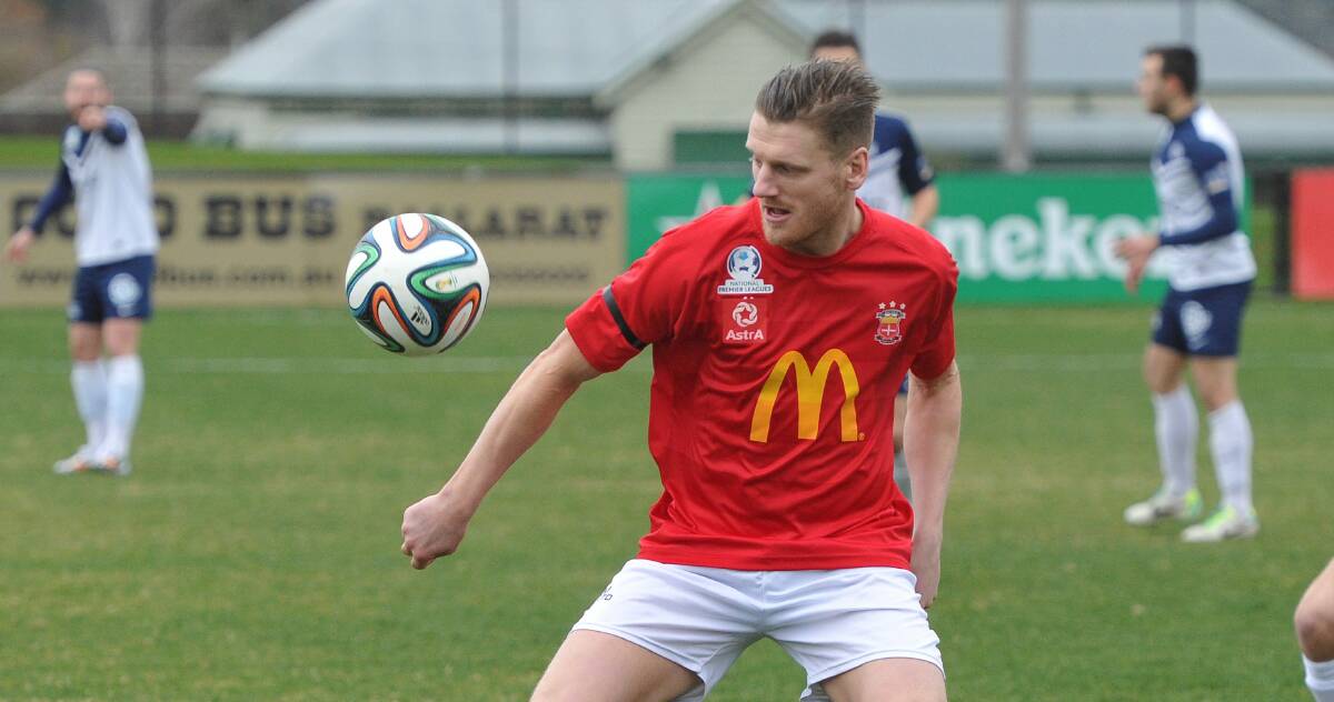 Ballarat Red Devil Paul Harvey, pictured against Pascoe Vale earlier this season, proved to be the difference in Ballarat’s win over Hume City on Sunday. 