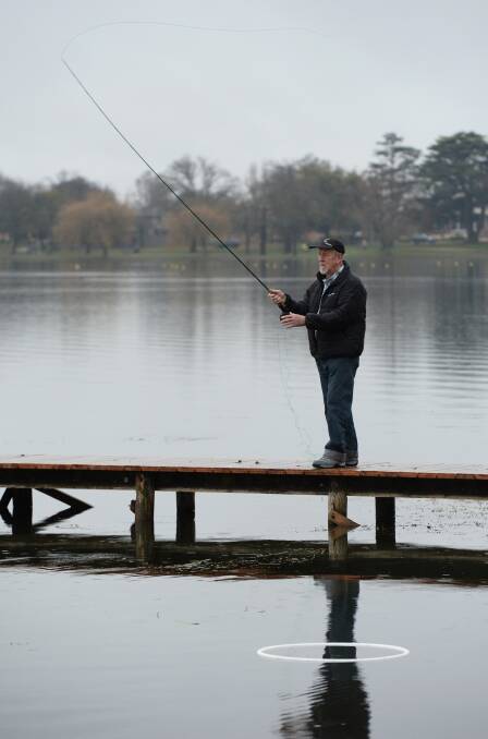 Russell Dodds, from the Ballarat Fly Fishers Club, enjoys the winter fly casting competition which is held on the first Sunday of the month from May until the final in Melbourne in August.