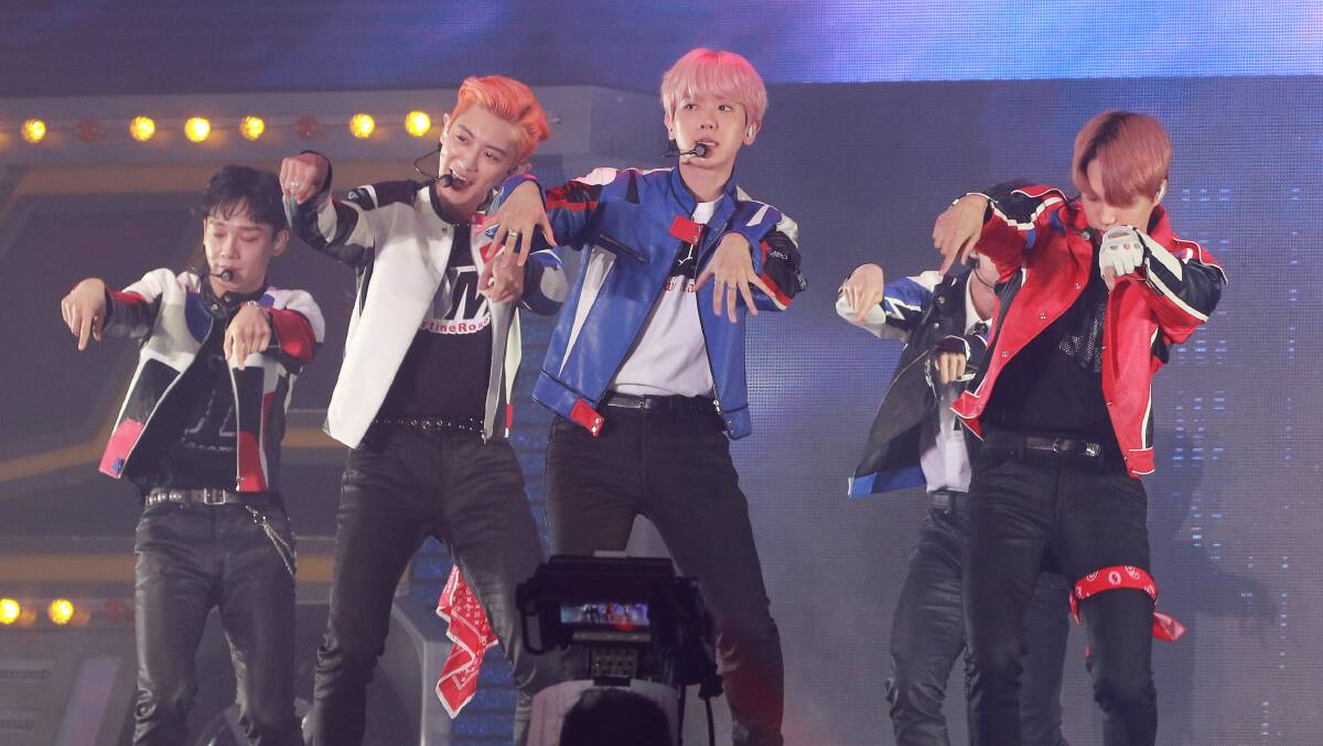 South Korean boy band EXO performs at the AsiaWorld-Expo in Hong Kong in 2019. Picture: Getty Images