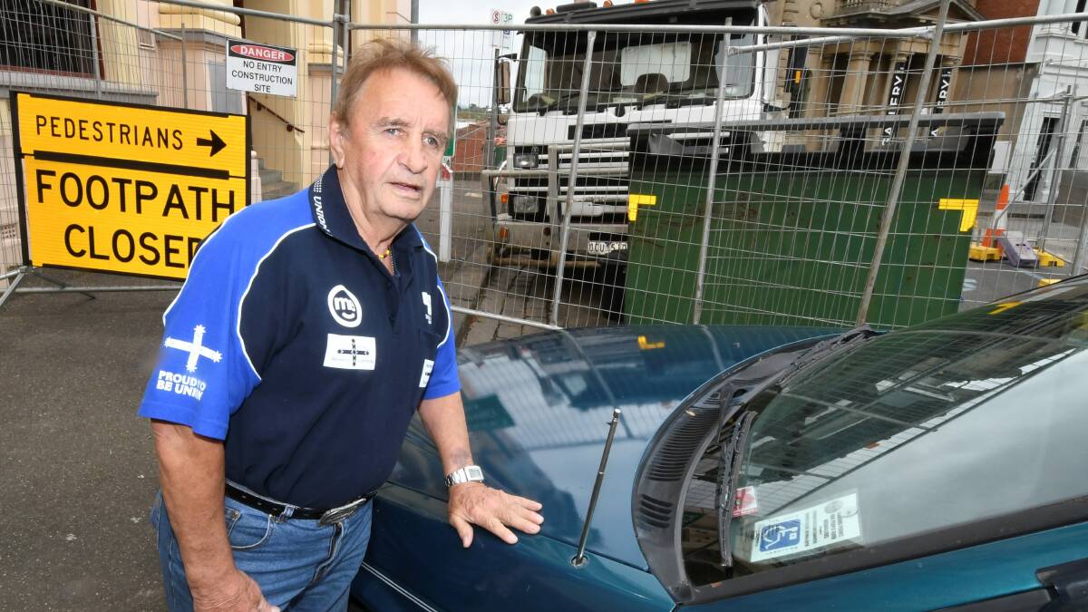 NO HAPPY: Doug Stewart has been without a designated parking space in Camp Street for a month. Picture: Lachlan Bence. 
