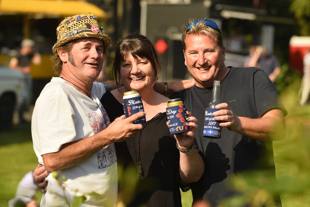 MATES: Chris 'Wilber' Wilson, Felicity Harte and Craig Willian at the Mates Day fundraiser event held at the Bishops Palace. Picture: Dylan Burns. 
