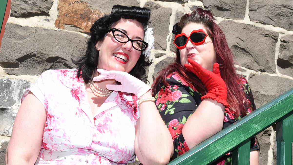ROCKABILLY: Simone Yates and Laura Guest from Ballarat put a new edge twist on a classic vintage look. Picture: Kate Healy. 