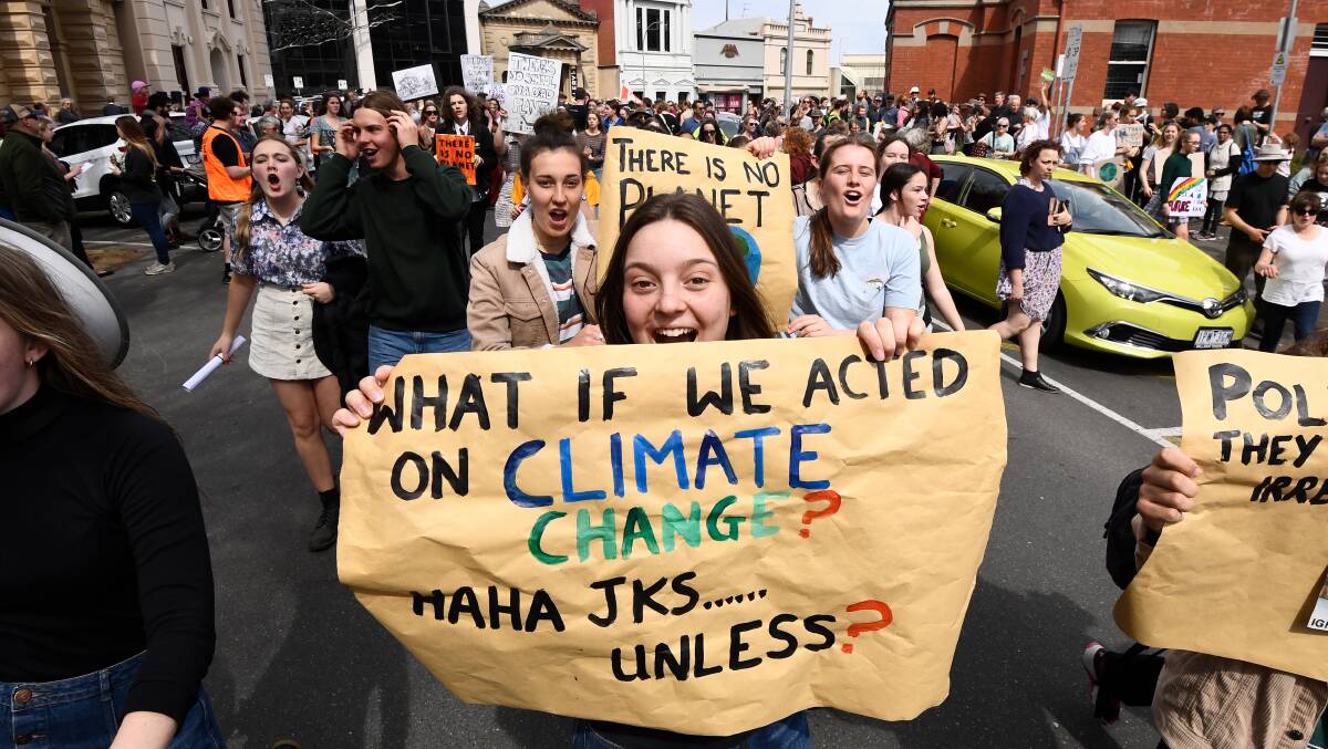 Young people are lamenting the decade of lost opportunities to act on climate change. A rally in Camp Street in 2019.