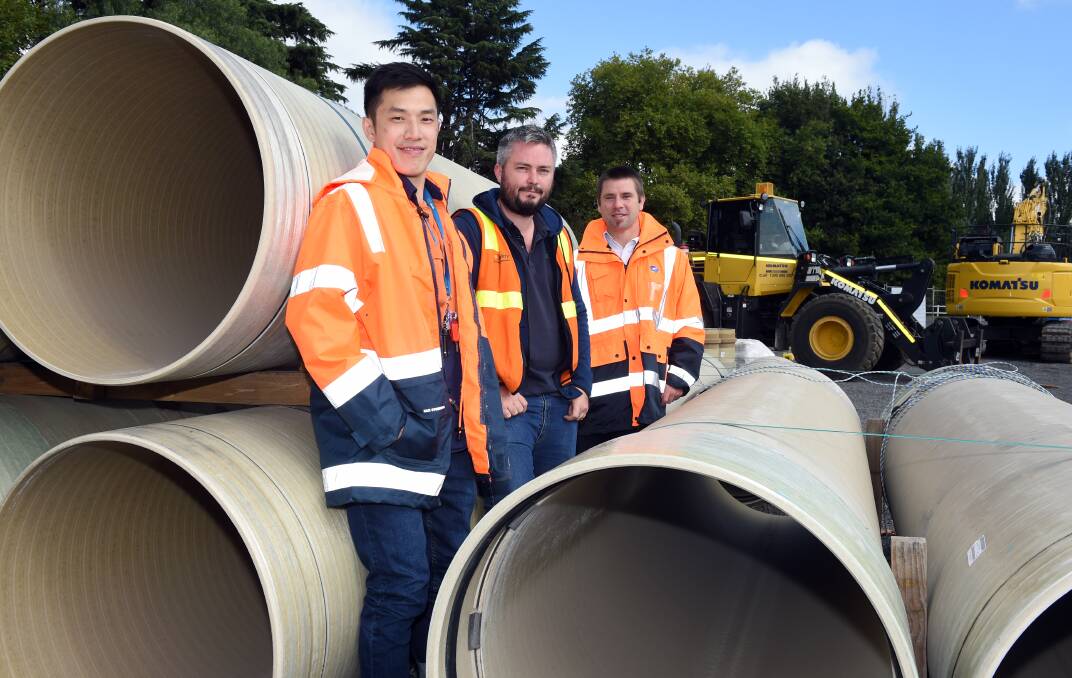 ON THE JOB: Calvin Aw (Diona, Site Engineer), Jack Barrett (Diona, Project Manager) and Mick Dwyer (Central Highlands Water, Project Manager) were just some of the many staff working on the long-term project.