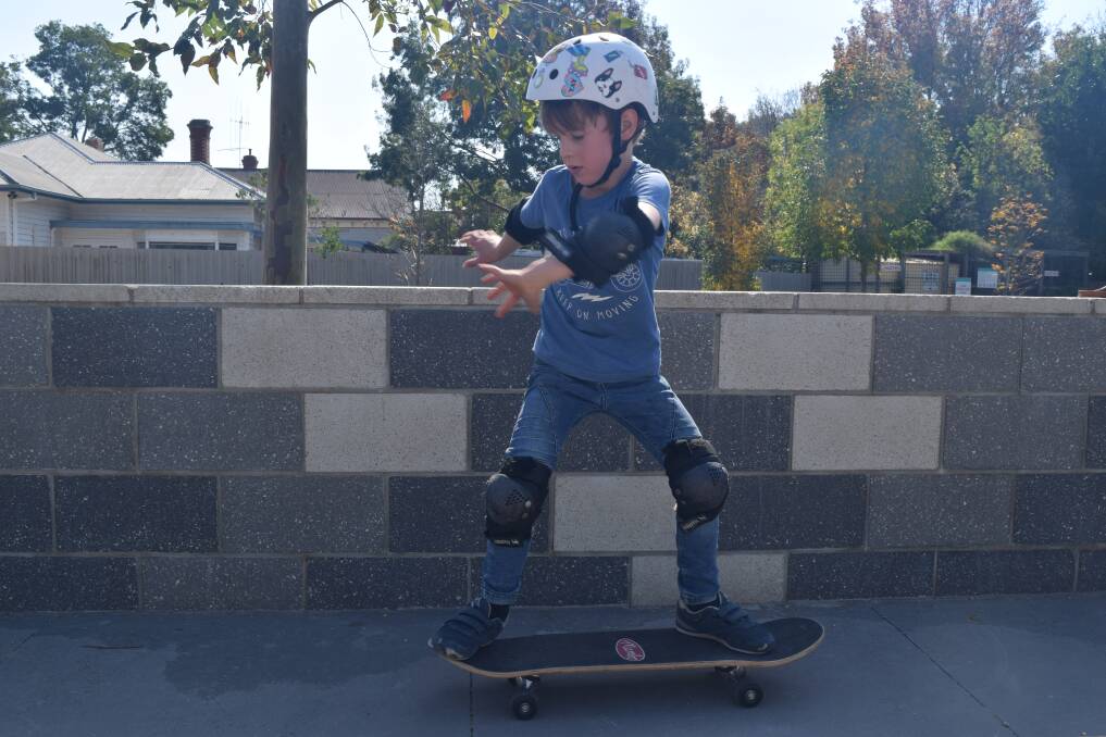 TRICKS: Seven-year-old Creswick local Patrick shows off his skill. Picture: Tarnay Sass