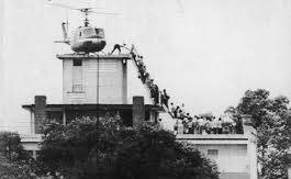 The iconic image of the last helicopter out of Siagon by Dutch photojournalist Hugh Van Es