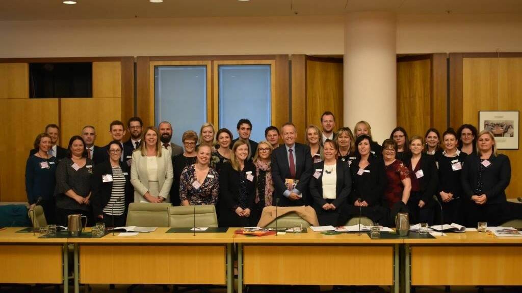 LESSON: Ballarat MP Catherine King and Opposition Leader Bill Shorten share personal and political leadership experience with Leadership Ballarat and Western Region Leaders Forum at Parliament House in Canberra this month.