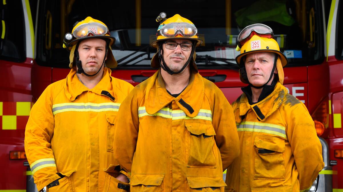 Kye Margetsen, Allan Jubber and Peter Matthews of the Sebastopol Fire Brigade. Picture: Adam Trafford
