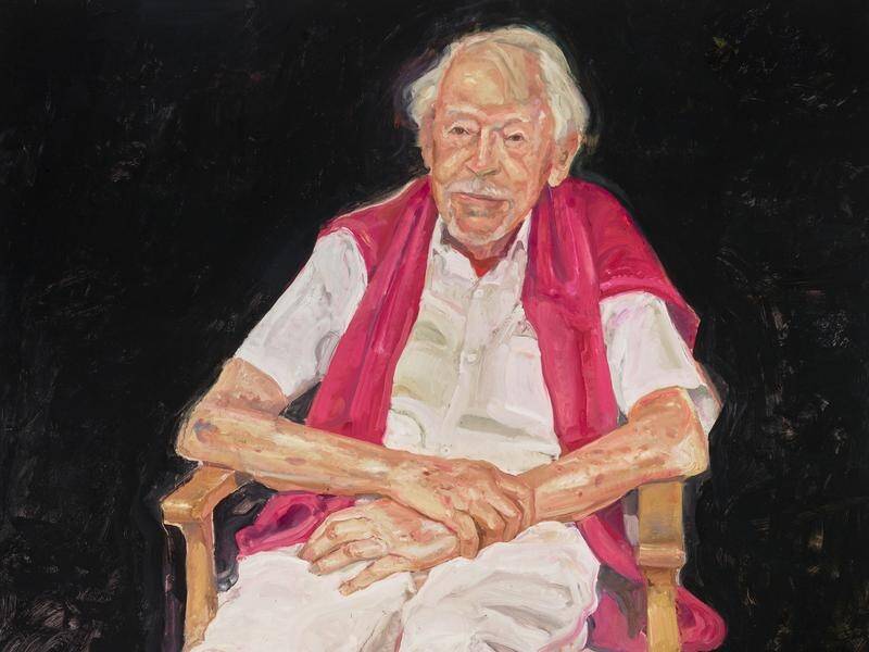 Centenarian Guy Warren, the Archibald Prize-winning portrait by artist Peter Wegner at the Art Gallery of NSW 
