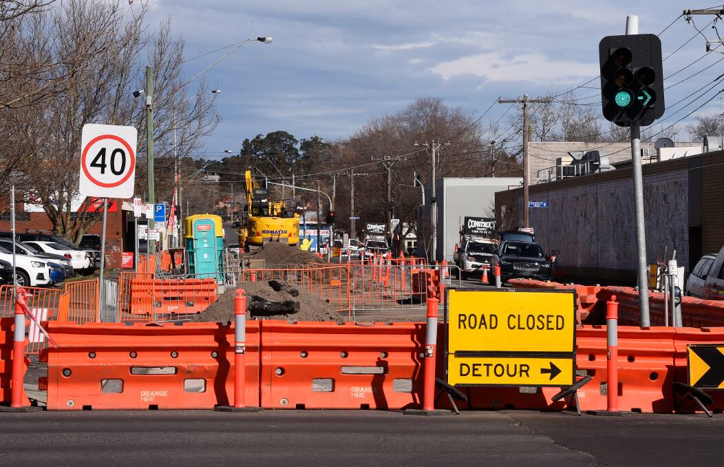 Residents have become familiar with the sight of roadworks as CHW undertakes a full overhaul of CBD sewer mains, here in Peel street in August. Picture: Adam Trafford.