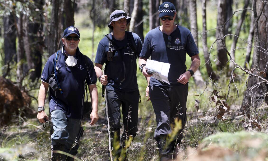 Search: Detectives in the area a fortnight ago. Picture: Lachlan Bence