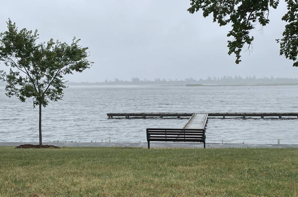 It was bleak scenes at Lake Wendouree on Wednesday when rain blew in and the temperature hovered around 12 degrees.