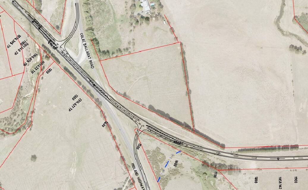TROUBLE POINT: The egress point of the proposed ring road at the Midland Highway will be a future traffic pressure point for the village of Buninyong. 