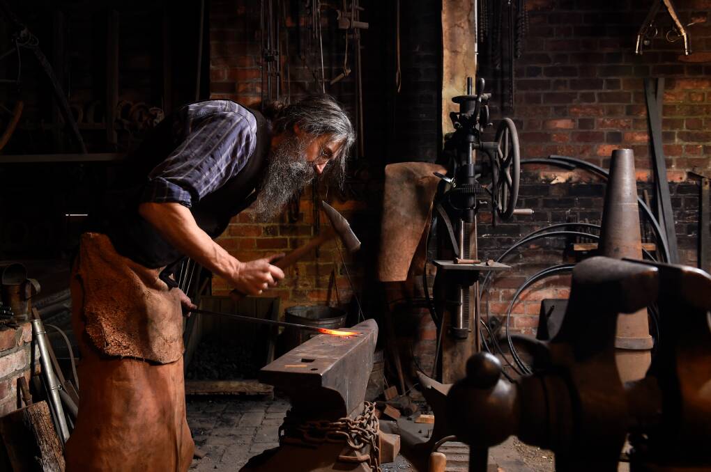 Blacksmith Justin McCann at Sovereign Hill. Picture by Adam Trafford.