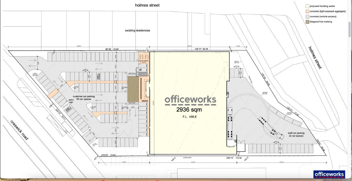 The planning proposal for the new Officeworks advertised in August 2022.