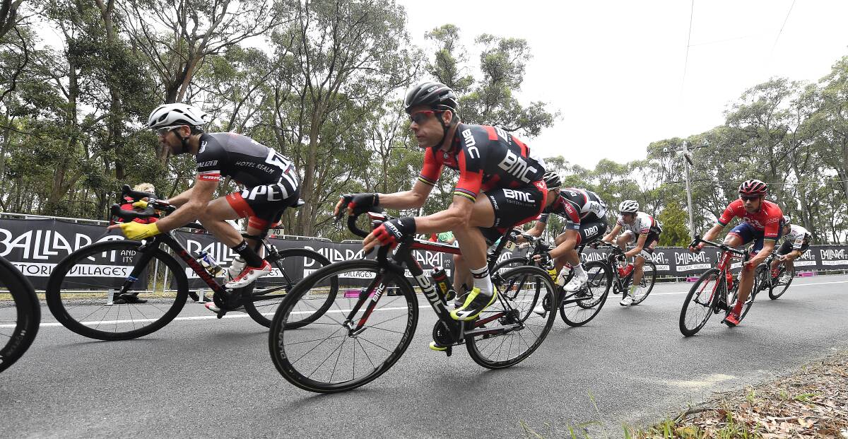 Legend: Cadel Evans in one of his last professional races at the Cycling Australia Road Nationals in 2015.