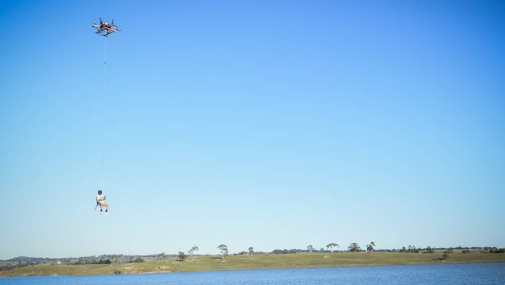FLYING HIGH: The stunt in action on the Upper Coliban Reservoir. Picture: BEN ASHFORD