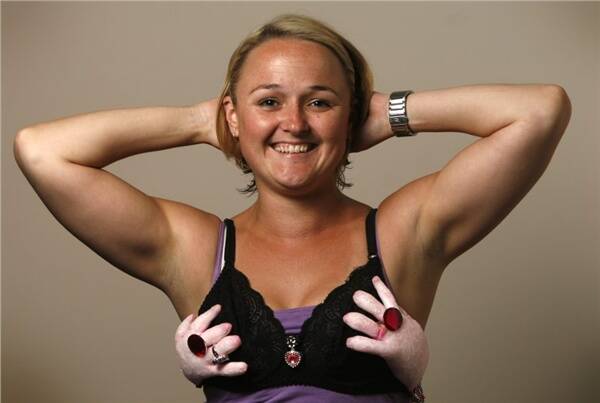 TITILLATING: Kristy Shaw models a bra from the Strong Foundations, The Curves Community exhibition. Picture: Andrew Kelly