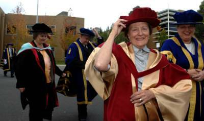 PROUD: Olympian Margaret McIver at the University of Ballarat graduation after receiving an honorary doctorate.