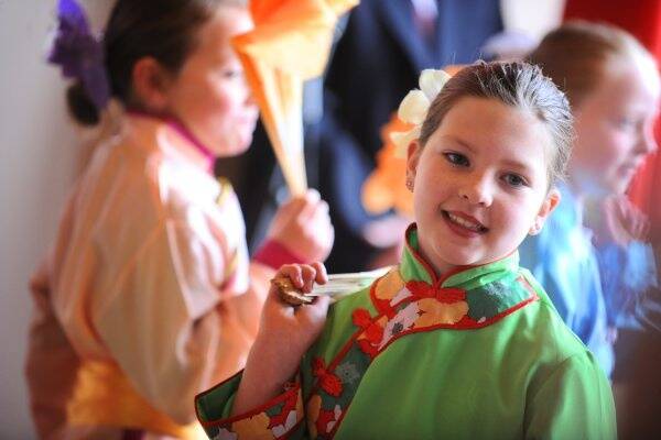 OPEN: Michelle Donaldson, 8, entertaining at the   new Mt Clear College Confucius Classroom and Ballarat-Nanjing Cultural Exchange. Picture: Daniel Hartley-Allen